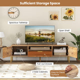 Tangkula Mirrored TV Stand for TV up to 65”, Modern TV Console Table w/Spacious Tabletop