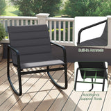 Tangkula 3 Piece Outdoor Rocking Bistro Set Outdoor Conversation Set for Balcony Garden & Poolside