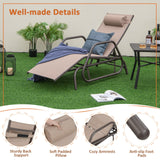 Tangkula Outdoor Chaise Lounge Glider Chair with Armrests and Pillow
