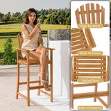 Tangkula Tall Adirondack Chair | Outdoor Acacia Wood Bar Stool with Back