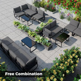 Tangkula 4 Pieces Patio Furniture Set with Cushions and Tempered Glass Coffee Table
