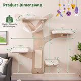Tangkula Wall Mounted Cat Tree Furniture with 4 Padded Platforms