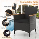 Tangkula 5 Pieces Patio Dining Table Set for 4 Seat Cushions & Acacia Wood Tabletop