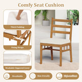 Tangkula Wood Patio Chair Set with Washable Covers Curved Back
