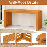Tangkula Patio Acacia Wood Bench Outdoor Backless Seating Furniture