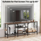 Tangkula 55" Long Industrial TV Stand with 4 Open Storage Shelves & Metal Hooks