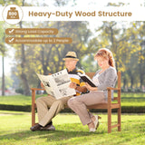 Tangkula Patio Acacia Wood Bench, 2-Person Outdoor Loveseat Chair