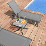 Outdoor Bistro Table, 20 Inches Patio Side Table with Tempered Glass