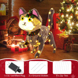 Tangkula 23 Inches Christmas Decoration, Pre-lit 88 LED Light Up 3D Cute Cat with Warm White Light and Plug