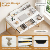 Tangkula Modern Computer Desk Hidden Compartment Heavy-Duty Metal Frame