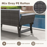 Tangkula Outdoor Convertible Sofa Daybed with Adjustable Armrests, PE Rattan Patio Couch Furniture with Thick Cushions