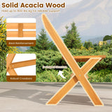 Tangkula Foldable Acacia Wood Outdoor Bench