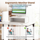 Tangkula 43.5" Study Desk with Ergonomic Monitor Stand & Storage Shelves