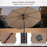 Tangkula 10 FT Solar Patio Umbrella for Backyard Poolside Deck Lawn