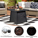 Tangkula 7 Piece Patio Furniture Set w/Fire Pit Table, Patiojoy Outdoor Rattan Conversation Sofa Set