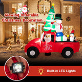 Tangkula Christmas 8 FT Inflatable Santa Claus Driving a Car with LED Lights & Air Blower