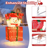 Tangkula Lighted Snowman in Gift Box Christmas Decoration