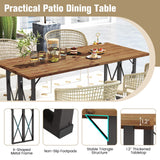 Tangkula 67 Inch Outdoor Dining Table, Acacia Wood Patio Table with 2 Inch Umbrella Hole