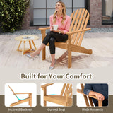 Tangkula Acacia Wood Patio Adirondack Chair with Inclined Seat and High Backrest for Porch Poolside