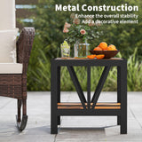 Tangkula Outdoor Side Table with 1.57” Umbrella Hole