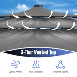 Tangkula 10 FT Solar LED Patio Umbrella 3-Tier Vented Outdoor Market Table Umbrella