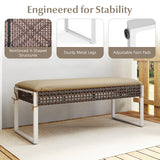 Tangkula Outdoor Ottoman, Patio Rattan Heavy Duty Wicker Footrest