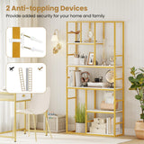 Tangkula 71 Inch Tall Bookshelf Metal Frame 5-Tier Geometric Bookcase