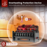 Tangkula 20" Electric Fireplace Log Set Heater with Adjustable Temp