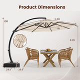 Tangkula 11FT Large Curved Round Cantilever Offset Patio Umbrella with Base Included