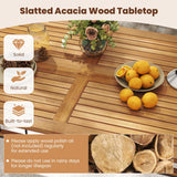 Tangkula 63" Outdoor Dining Table with Acacia Wood Slatted Tabletop