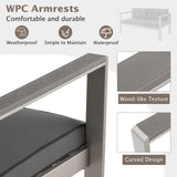 Tangkula Patio Aluminum Loveseat Sofa, Contemporary 2-Person Sofa Chair with WPC Armrests