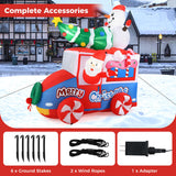 Tangkula 6 FT Christmas Inflatable Santa Claus Driving Car with Xmas Tree & Snowman