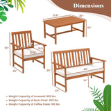 Tangkula 4/8-Piece Acacia Wood Patio Conversation Set