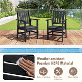 Tangkula Patio Dining Chairs Set of 2 HDPE All Weather Outdoor Chair with Wide Armrests