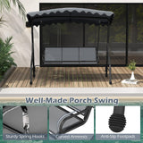 Tangkula 3 Person Porch Swing, Patio Swing with Adjustable Canopy, Heavy-Duty Metal Frame & Breathable Seat