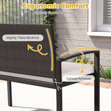 Tangkula Outdoor Rattan Bench 2-Person Patio Loveseat