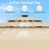 Tangkula 3 Tiers Scalloped Outdoor Table Market Umbrella with 32 LED Lights