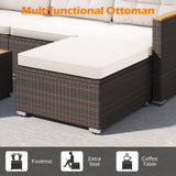 Tangkula 5 Piece Outdoor Patio Furniture Set L Shaped Rattan Cushioned Chairs & Coffee Table Set