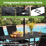 Tangkula 66" x 33" Metal Patio Dining Table for 6