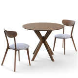 Tangkula 3-Piece Dining Table and Chair Set, Round Wooden Dining Set