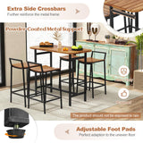 Tangkula 5 Piece Acacia Wood Bar Table Set, Outdoor Bar Height Table & Chairs with Metal Frame & Footrest