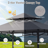 Tangkula 8x5 Ft Grill Gazebo, 2-Tier Barbecue Gazebo with 2 Shelves, 10 Hanging Hooks, Bottle Opener & Storage Basket