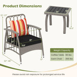Tangkula 3 Pieces Patio PE Wicker Furniture Set