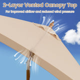 Tangkula 7 Feet Outdoor Rectangular Patio Umbrella with 3 Adjustable Heights