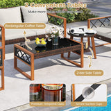 Tangkula 5 Pieces Wicker Patio Conversation Furniture Set