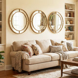 Tangkula 28" Gold Round Wall Mirror | Circle Decorative Modern with Beaded Frame for Living Room