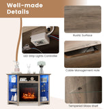 Tangkula Fireplace Corner TV Stand with LED Lights & Smart APP Control for 50 Inches TV