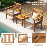 Tangkula 3 Pieces Patio Wood Furniture Set