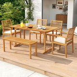 Tangkula Outdoor Dining Table w/Umbrella Hole 4-6 People