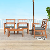Tangkula 4 Pieces Outdoor Furniture Set, Acacia Wood Conversation Set w/Soft Seat Cushions